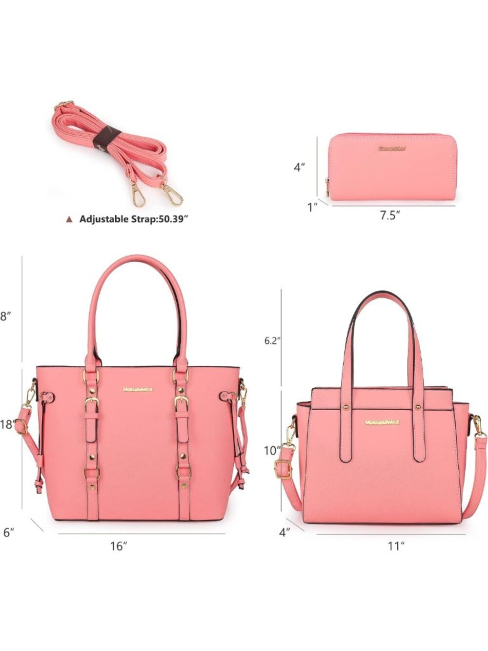 Stylish 3PC Women's Tote Bag, Wallet & Shoulder Satchel Handbag Set - Chic - Picture 2 of 6